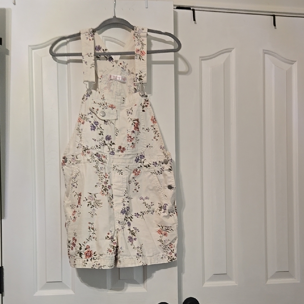Floral Print Cream Overalls